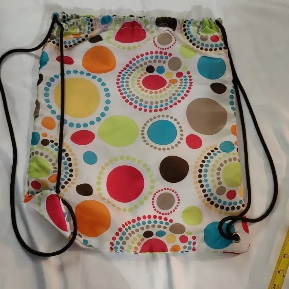 Thirty - One Tiana Cinch Sac Polka Dots Dopamine Classic Preppy Coconut Girl